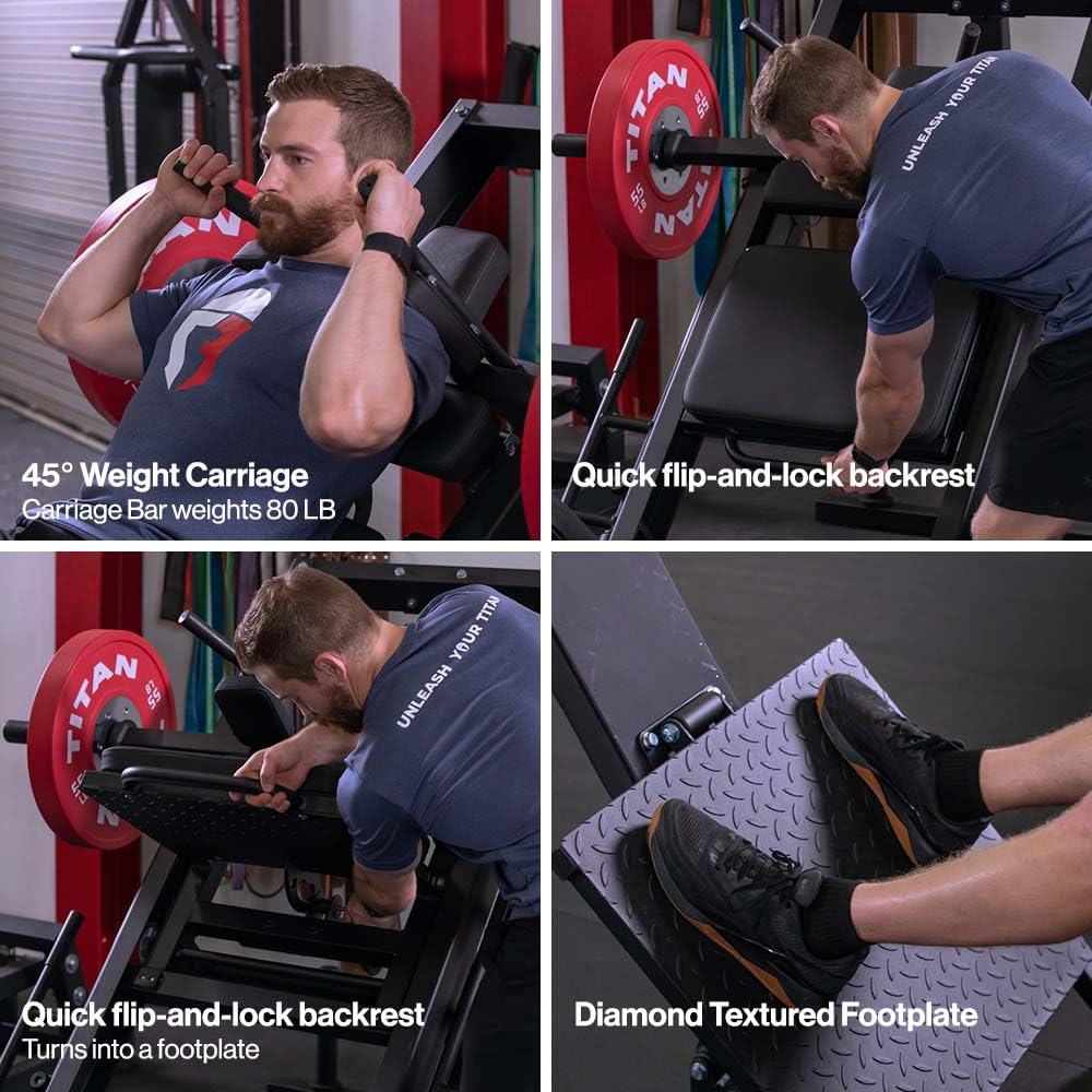 Amazon | Titan Fitness プレート搭載リニアレッグプレス&ハック